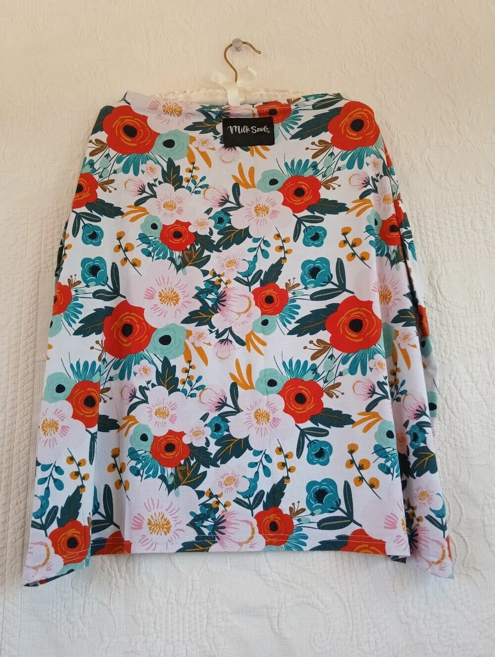 Milk Snob 5-in-1 Cover Vibrant Poppy Floral On White Baby Infant Breastfeeding